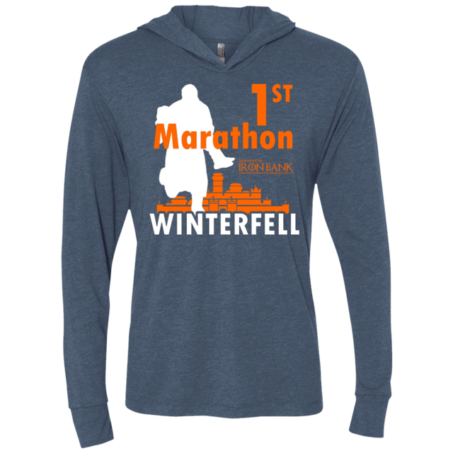 T-Shirts Indigo / X-Small First marathon Triblend Long Sleeve Hoodie Tee