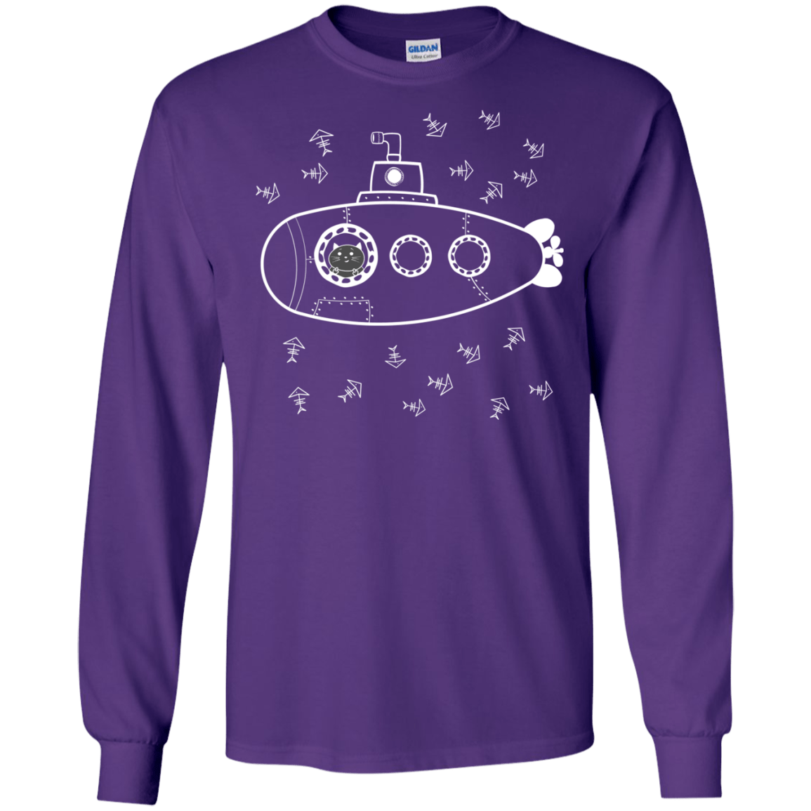 T-Shirts Purple / S Fish Watching Men's Long Sleeve T-Shirt