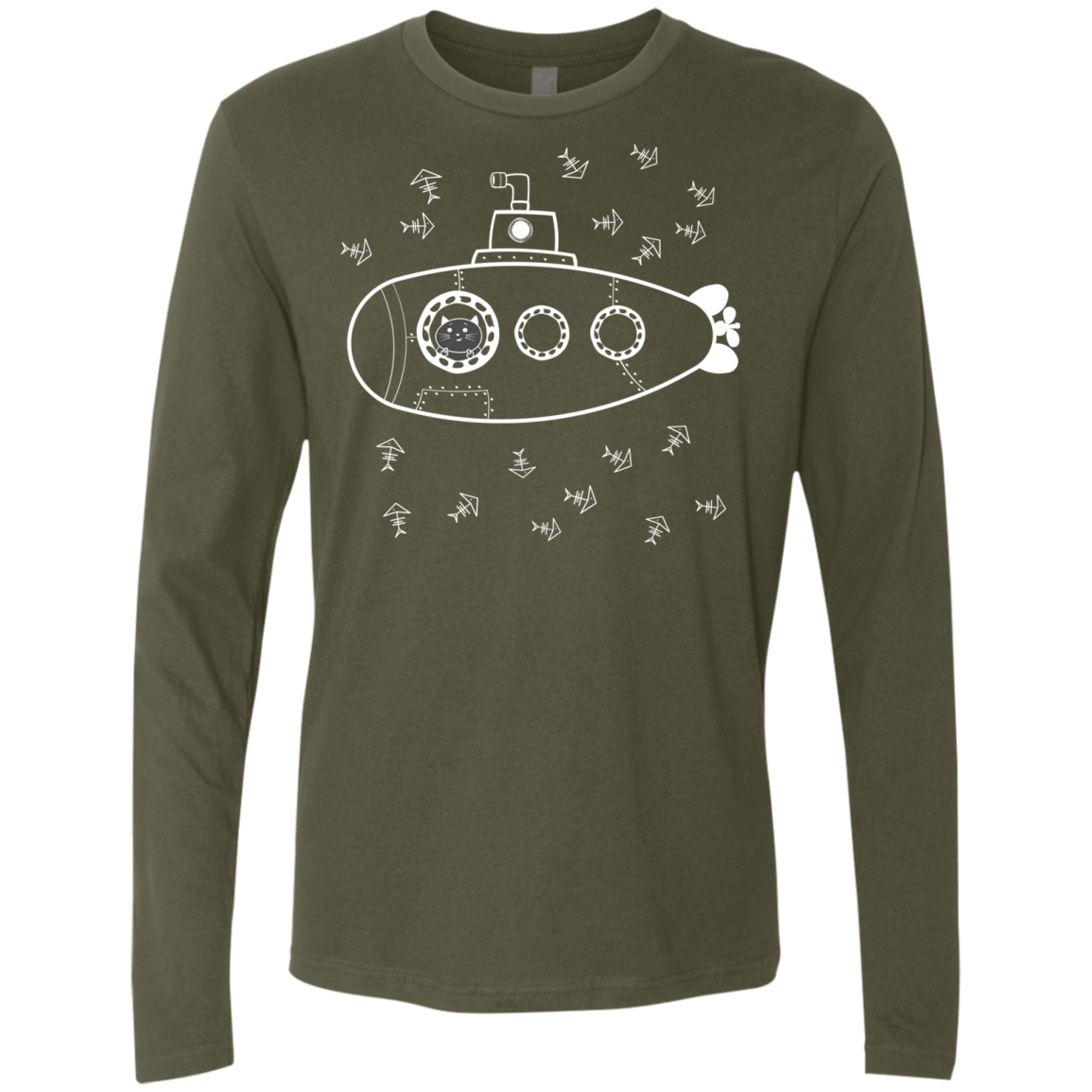 T-Shirts Military Green / S Fish Watching Men's Premium Long Sleeve