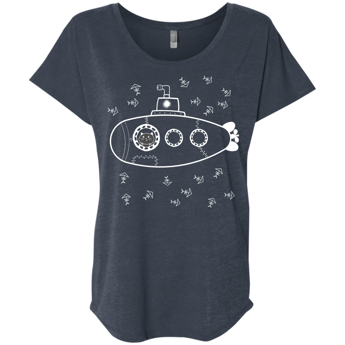 T-Shirts Vintage Navy / X-Small Fish Watching Triblend Dolman Sleeve