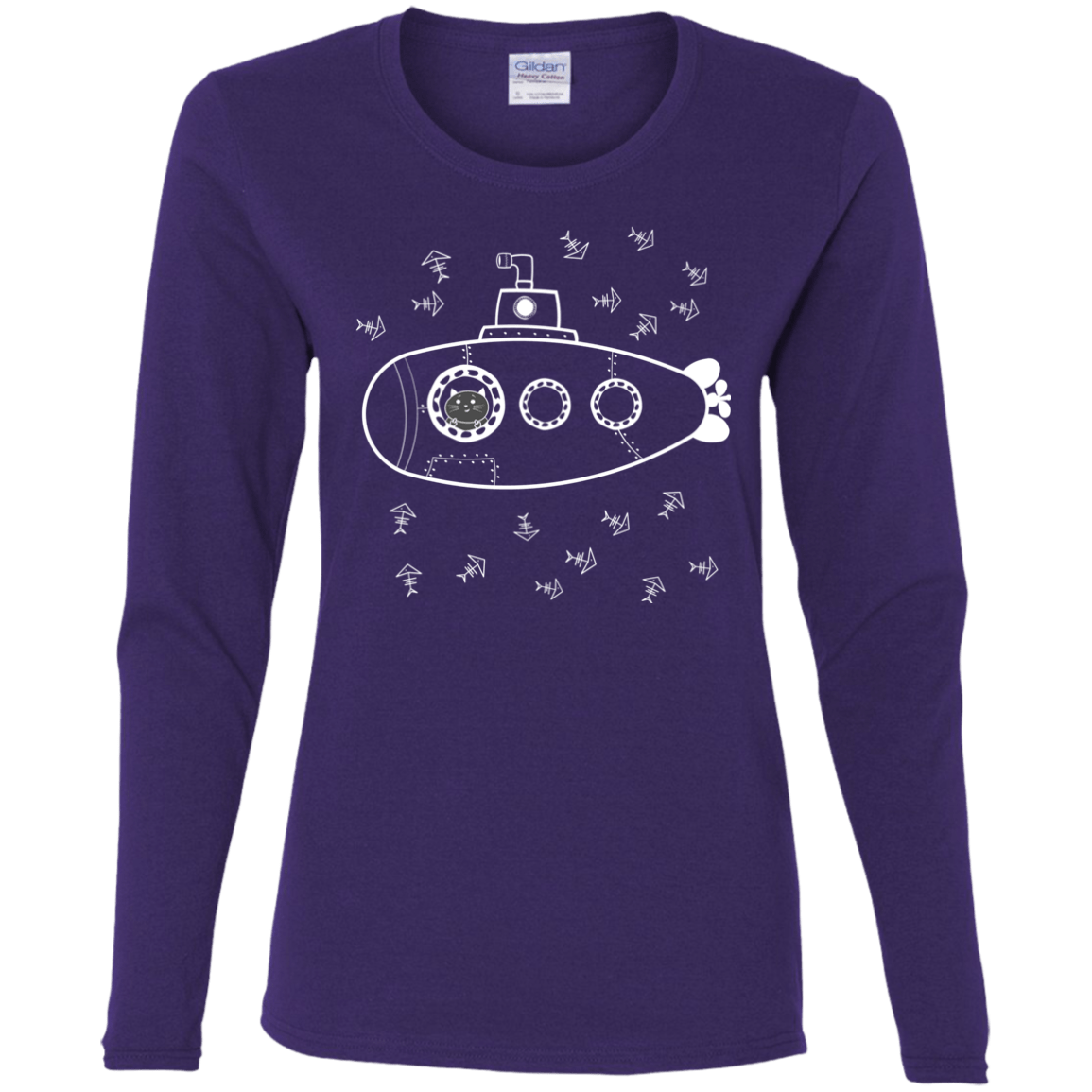 T-Shirts Purple / S Fish Watching Women's Long Sleeve T-Shirt