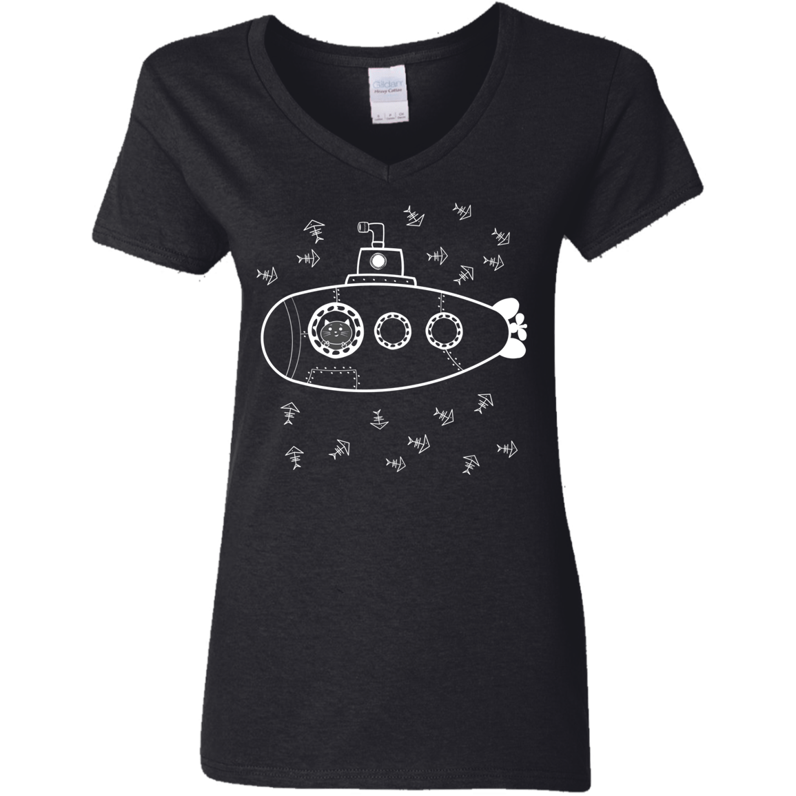 T-Shirts Black / S Fish Watching Women's V-Neck T-Shirt