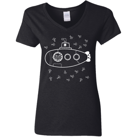 T-Shirts Black / S Fish Watching Women's V-Neck T-Shirt