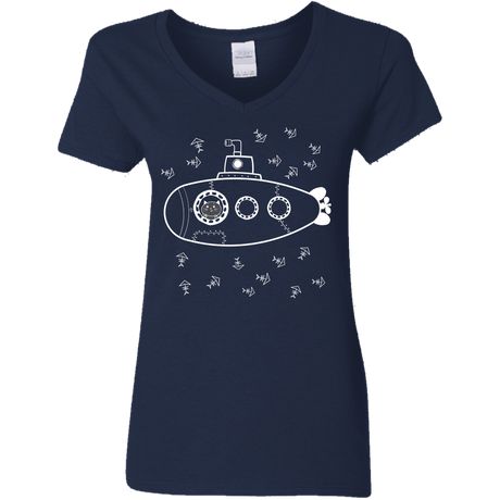 T-Shirts Navy / S Fish Watching Women's V-Neck T-Shirt