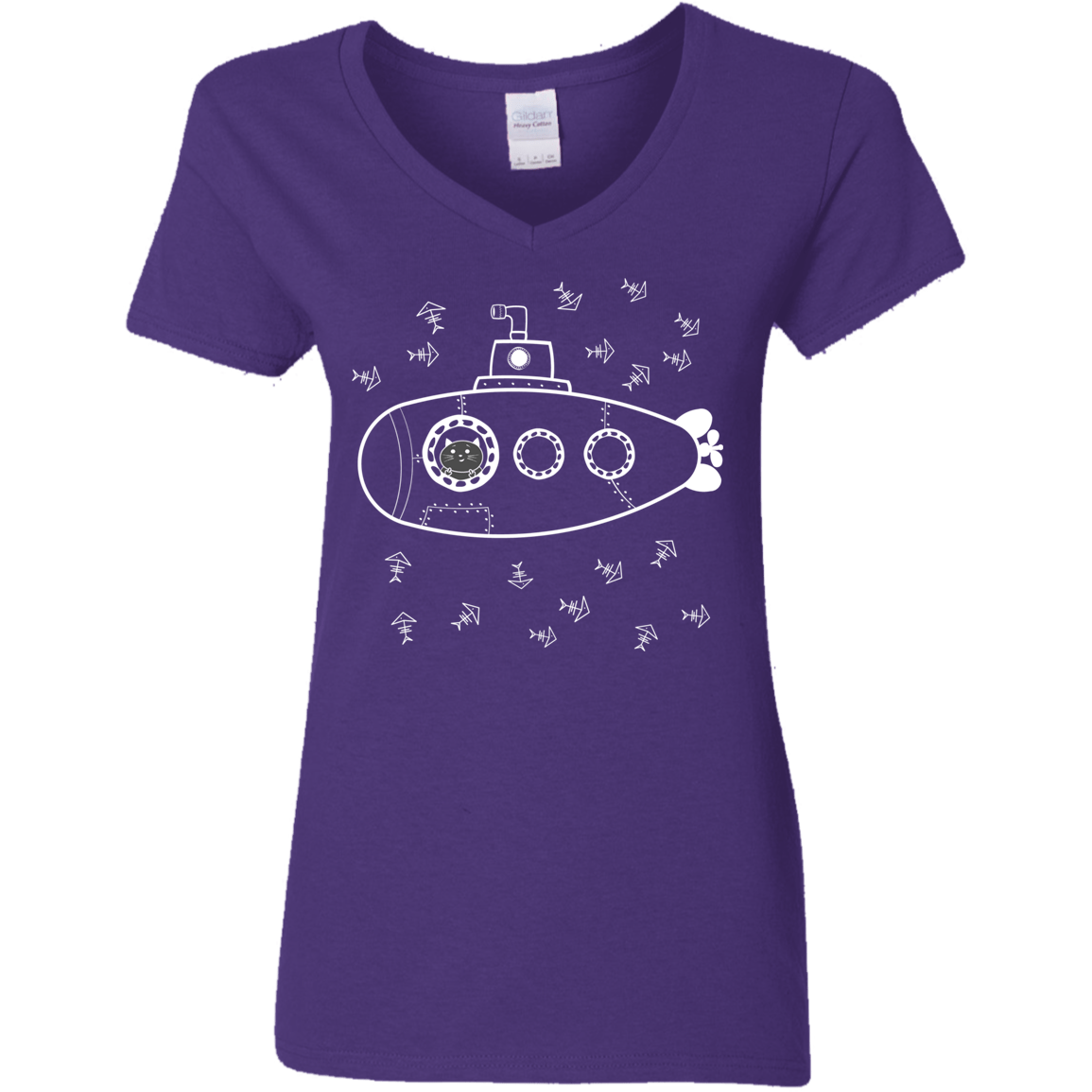 T-Shirts Purple / S Fish Watching Women's V-Neck T-Shirt