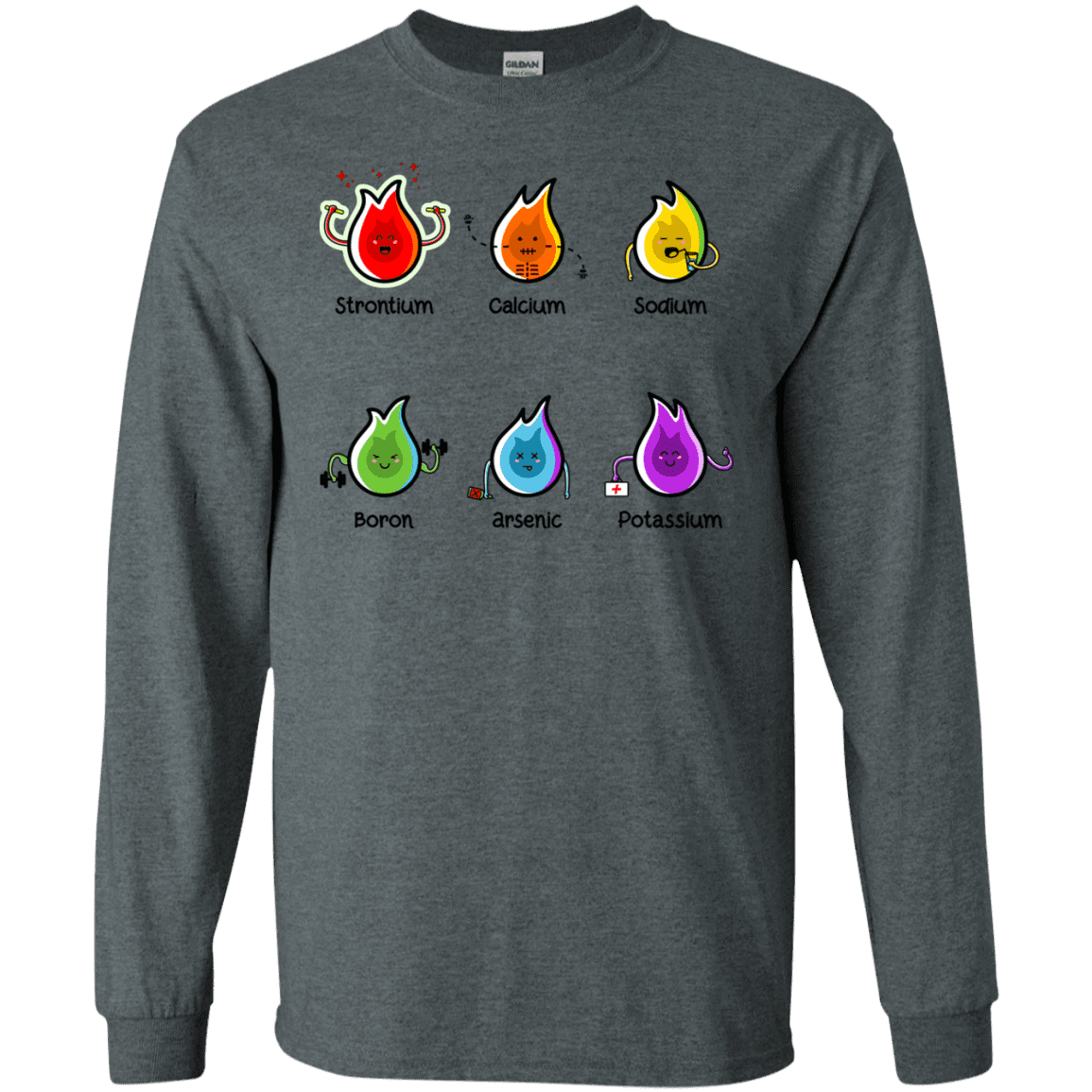 T-Shirts Dark Heather / S Flaming Elements Science Men's Long Sleeve T-Shirt
