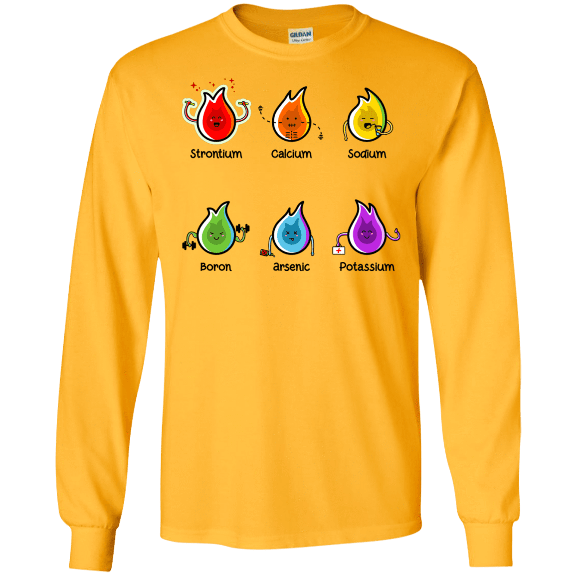 T-Shirts Gold / S Flaming Elements Science Men's Long Sleeve T-Shirt