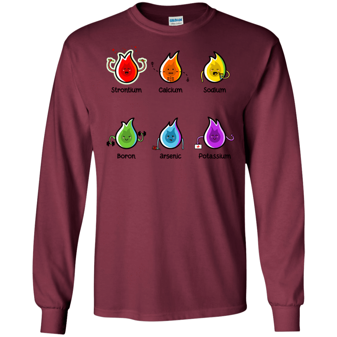 T-Shirts Maroon / S Flaming Elements Science Men's Long Sleeve T-Shirt