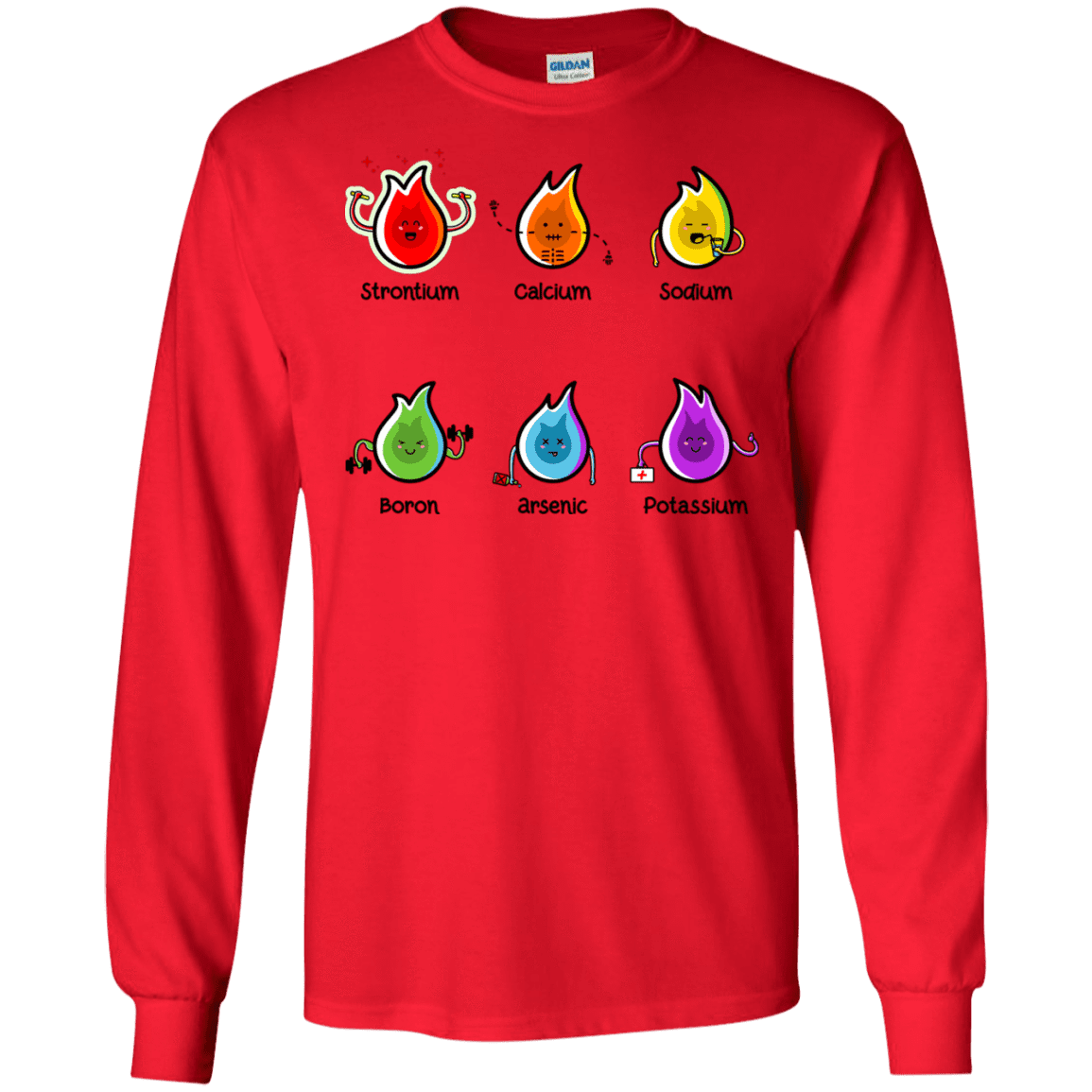 T-Shirts Red / S Flaming Elements Science Men's Long Sleeve T-Shirt