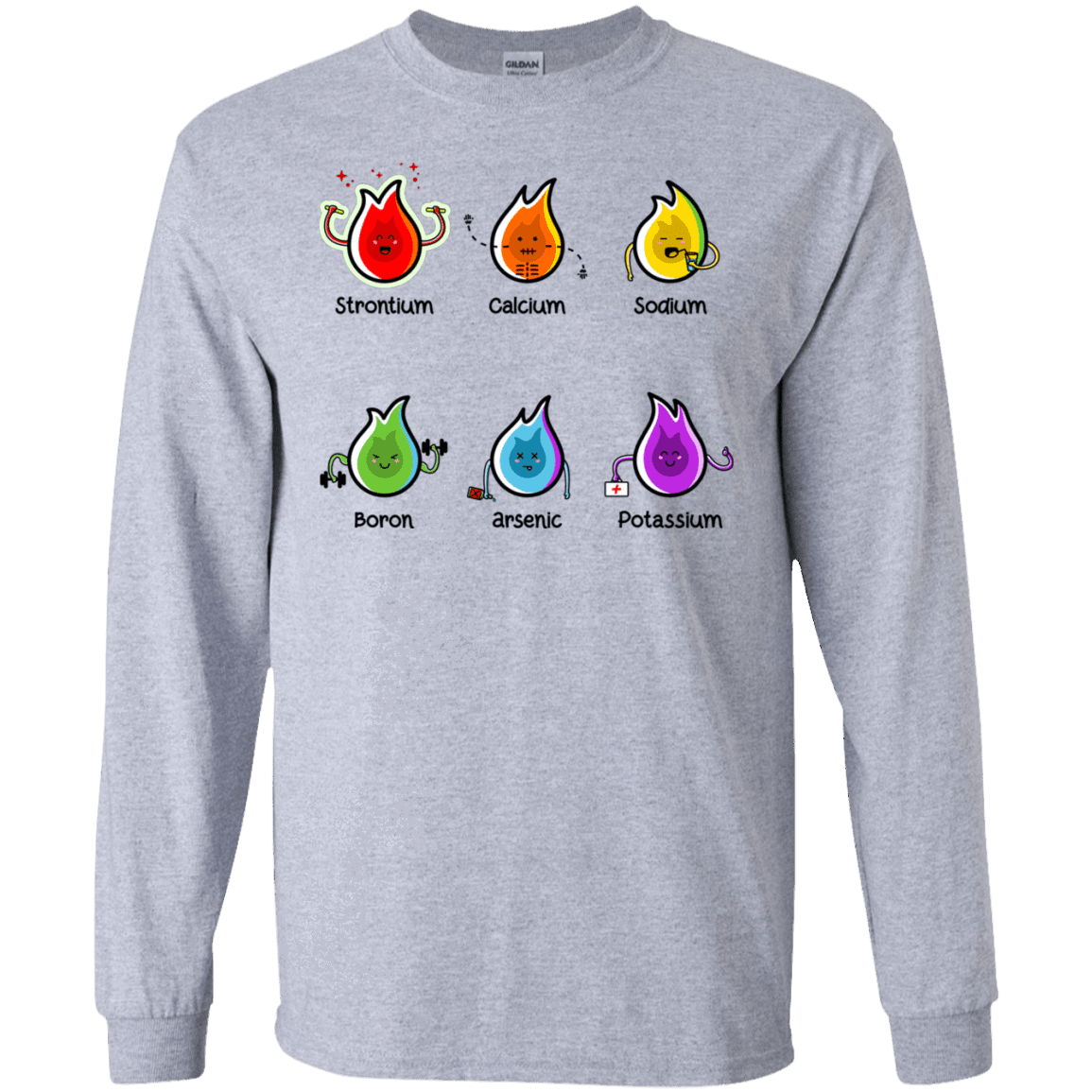 T-Shirts Sport Grey / S Flaming Elements Science Men's Long Sleeve T-Shirt