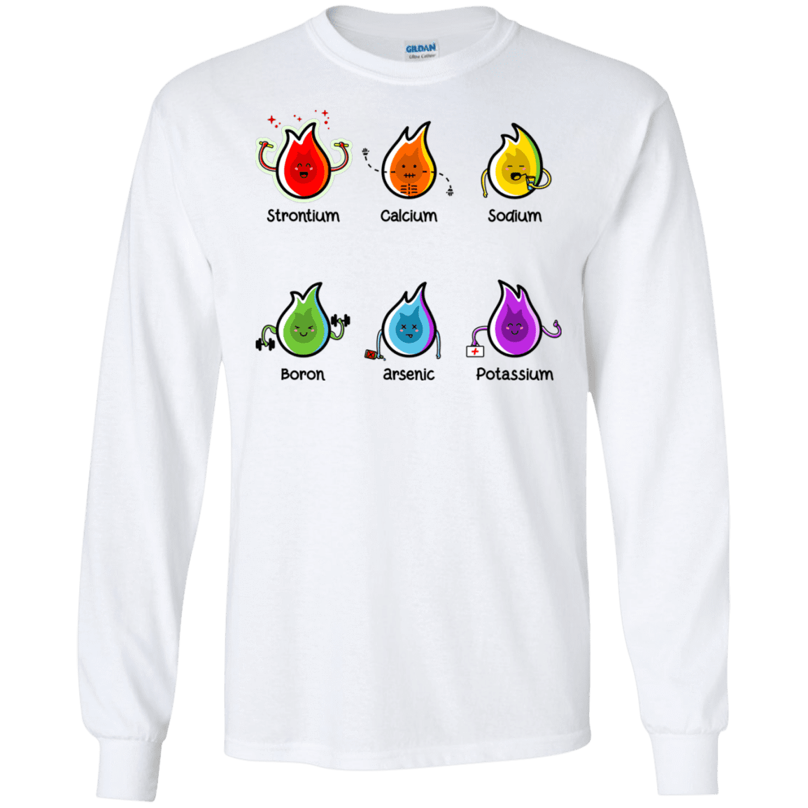 T-Shirts White / S Flaming Elements Science Men's Long Sleeve T-Shirt
