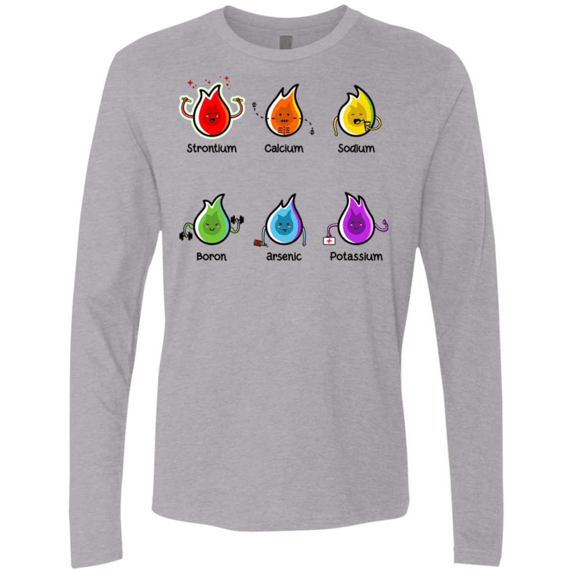 T-Shirts Heather Grey / S Flaming Elements Science Men's Premium Long Sleeve