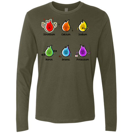 T-Shirts Military Green / S Flaming Elements Science Men's Premium Long Sleeve