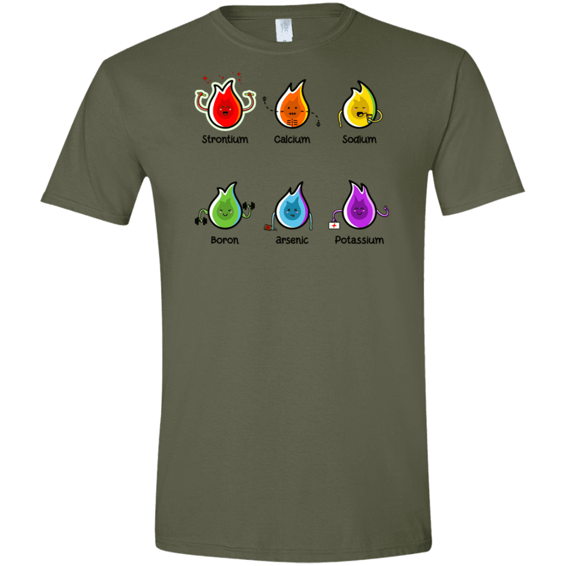 T-Shirts Military Green / S Flaming Elements Science Men's Semi-Fitted Softstyle