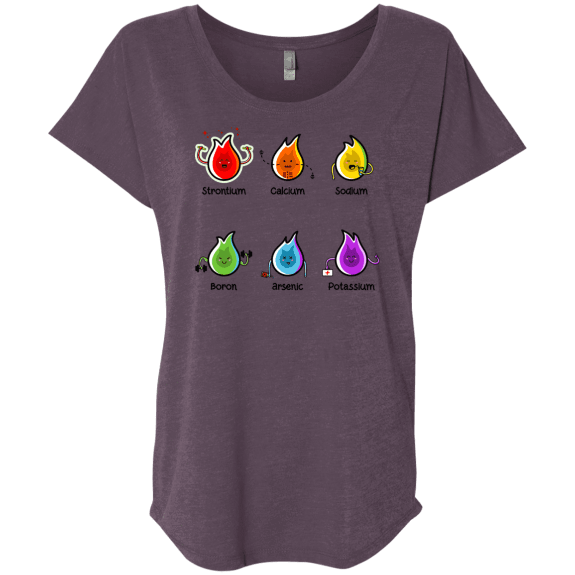T-Shirts Vintage Purple / X-Small Flaming Elements Science Triblend Dolman Sleeve
