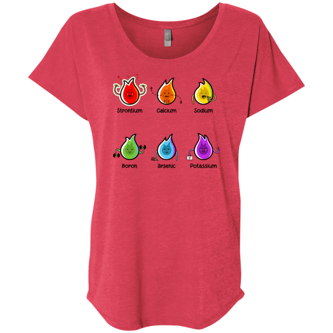 T-Shirts Vintage Red / X-Small Flaming Elements Science Triblend Dolman Sleeve