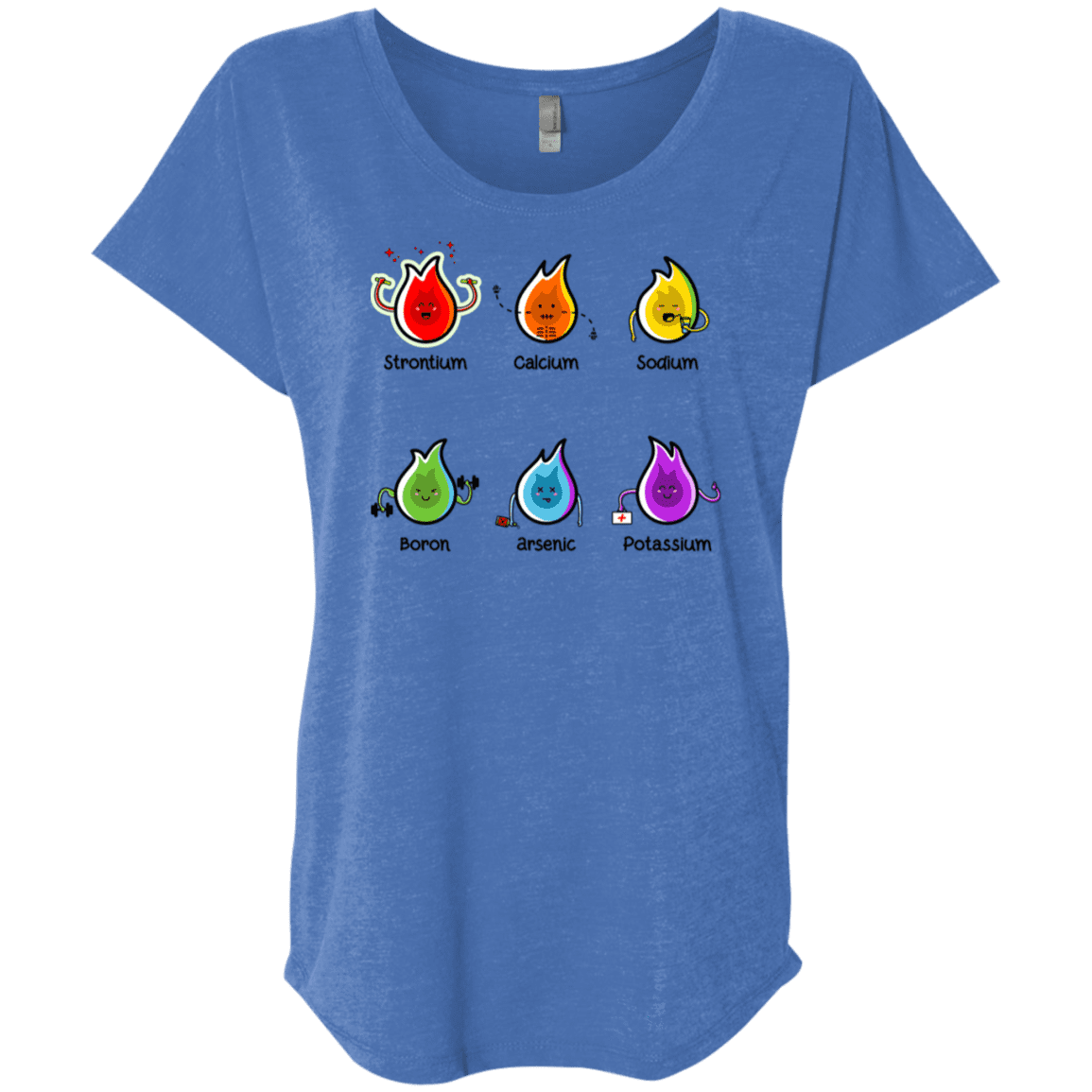 T-Shirts Vintage Royal / X-Small Flaming Elements Science Triblend Dolman Sleeve