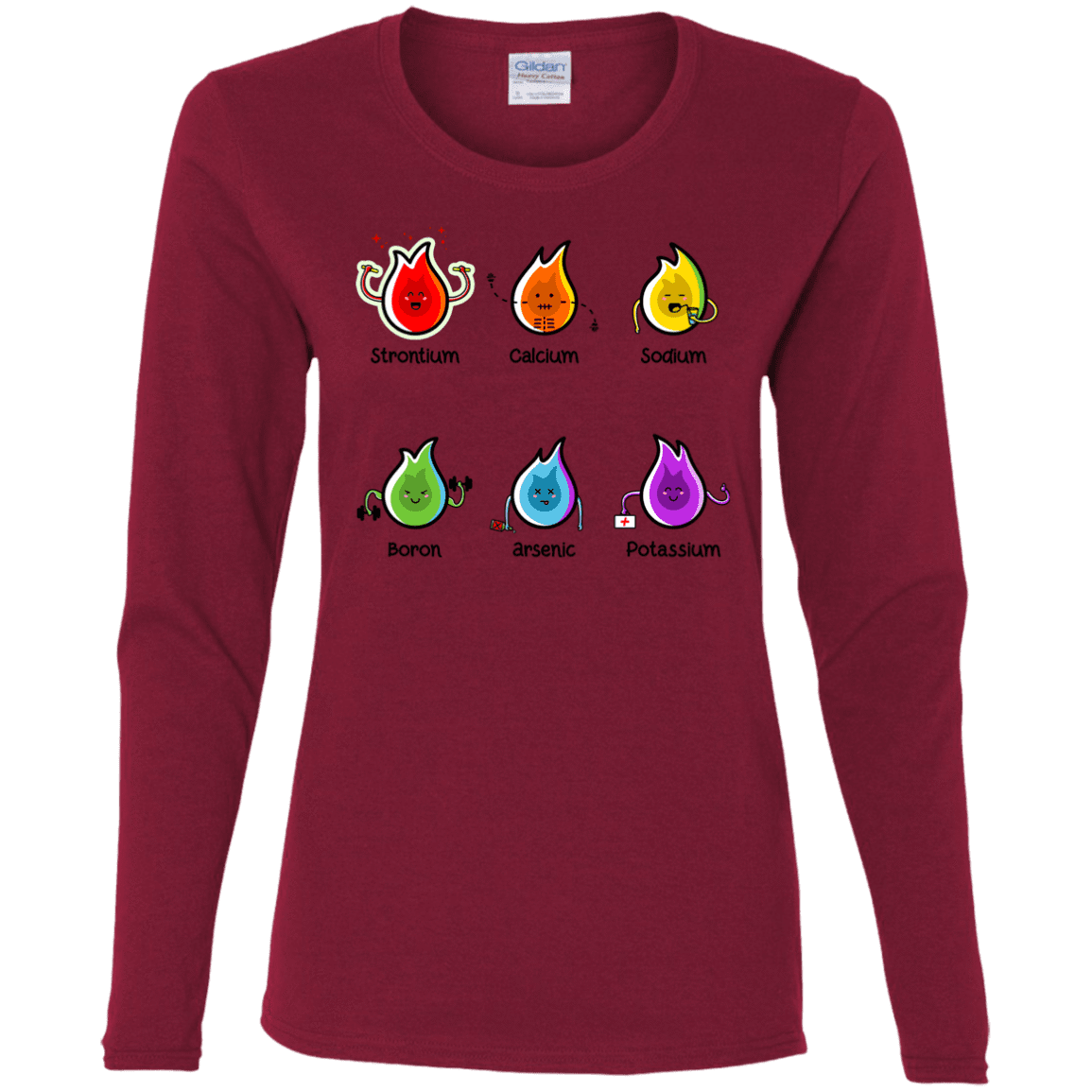 T-Shirts Cardinal / S Flaming Elements Science Women's Long Sleeve T-Shirt