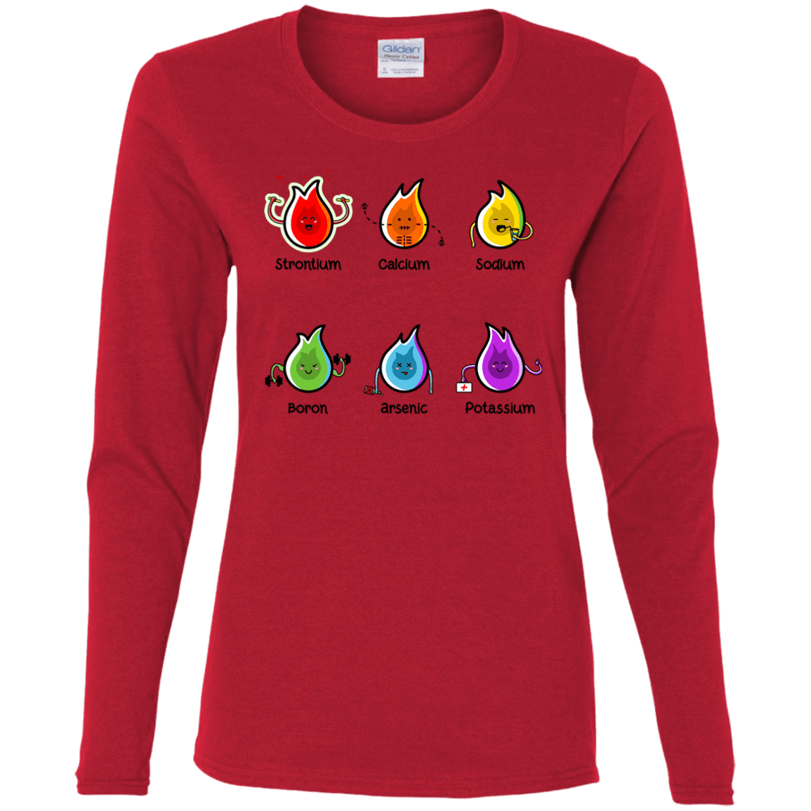 T-Shirts Red / S Flaming Elements Science Women's Long Sleeve T-Shirt