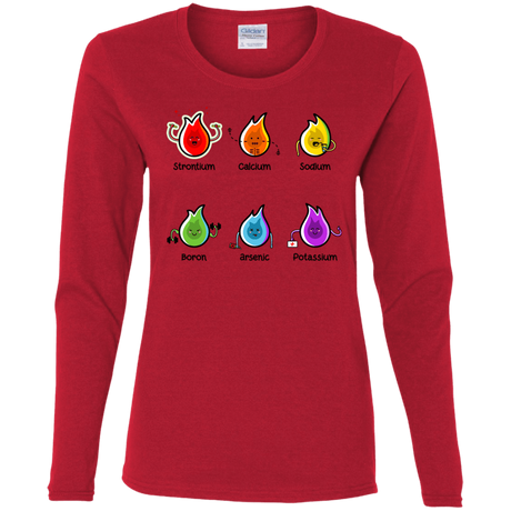 T-Shirts Red / S Flaming Elements Science Women's Long Sleeve T-Shirt