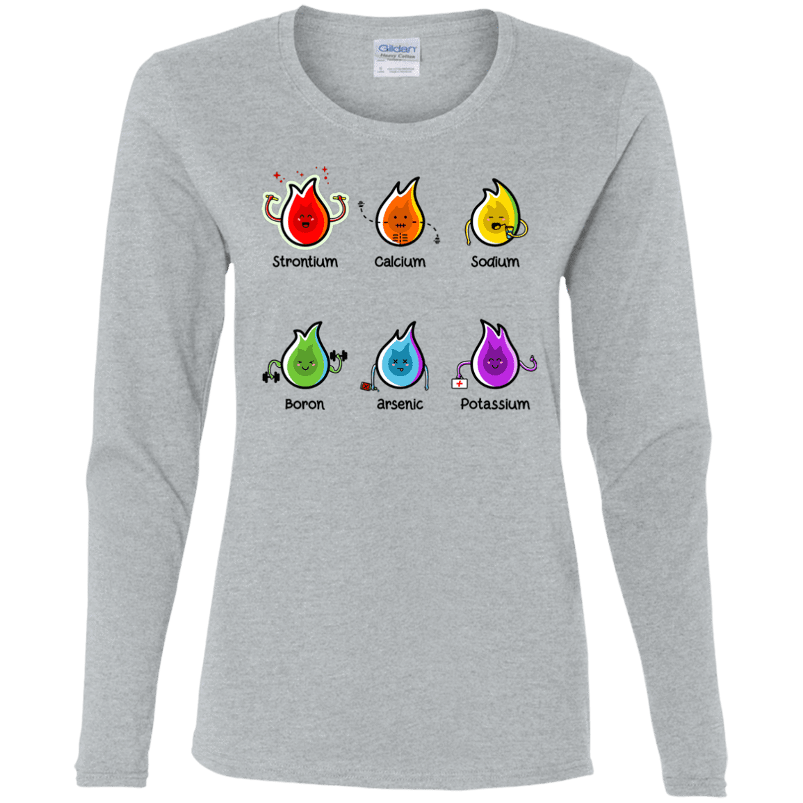 T-Shirts Sport Grey / S Flaming Elements Science Women's Long Sleeve T-Shirt