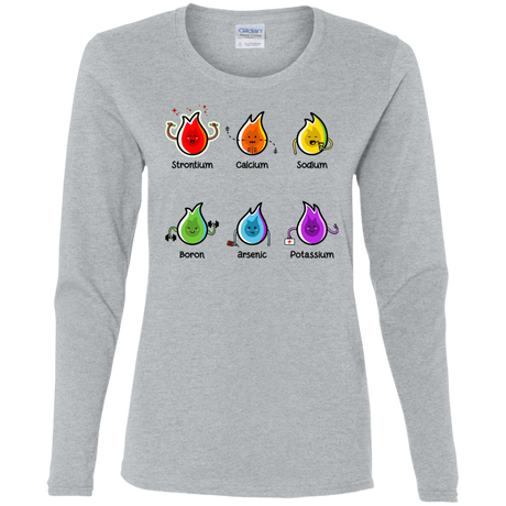 T-Shirts Sport Grey / S Flaming Elements Science Women's Long Sleeve T-Shirt