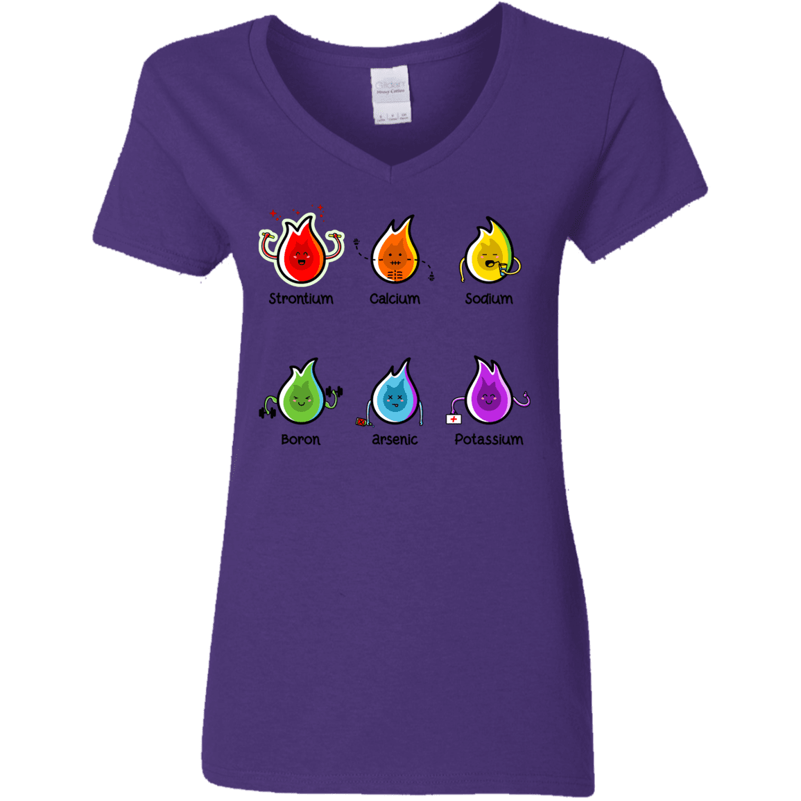 T-Shirts Purple / S Flaming Elements Science Women's V-Neck T-Shirt