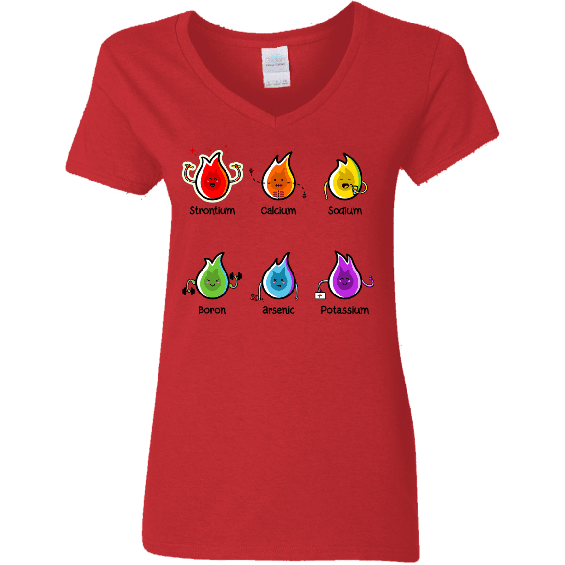 T-Shirts Red / S Flaming Elements Science Women's V-Neck T-Shirt