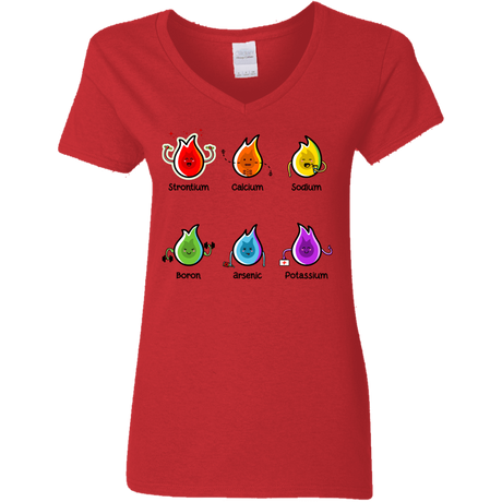 T-Shirts Red / S Flaming Elements Science Women's V-Neck T-Shirt