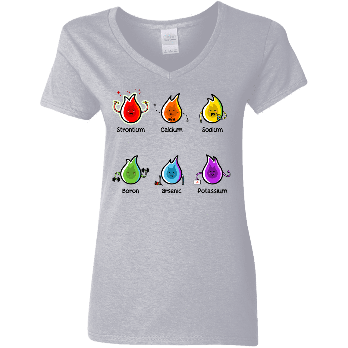 T-Shirts Sport Grey / S Flaming Elements Science Women's V-Neck T-Shirt