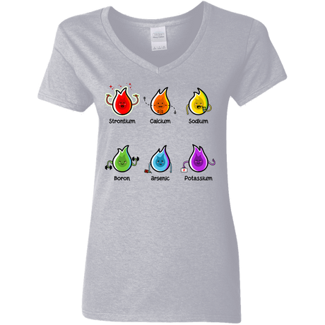 T-Shirts Sport Grey / S Flaming Elements Science Women's V-Neck T-Shirt