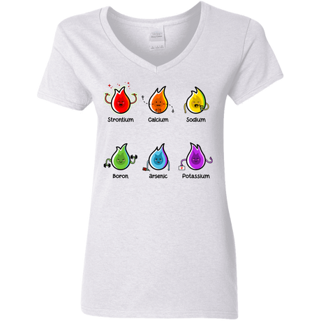 T-Shirts White / S Flaming Elements Science Women's V-Neck T-Shirt