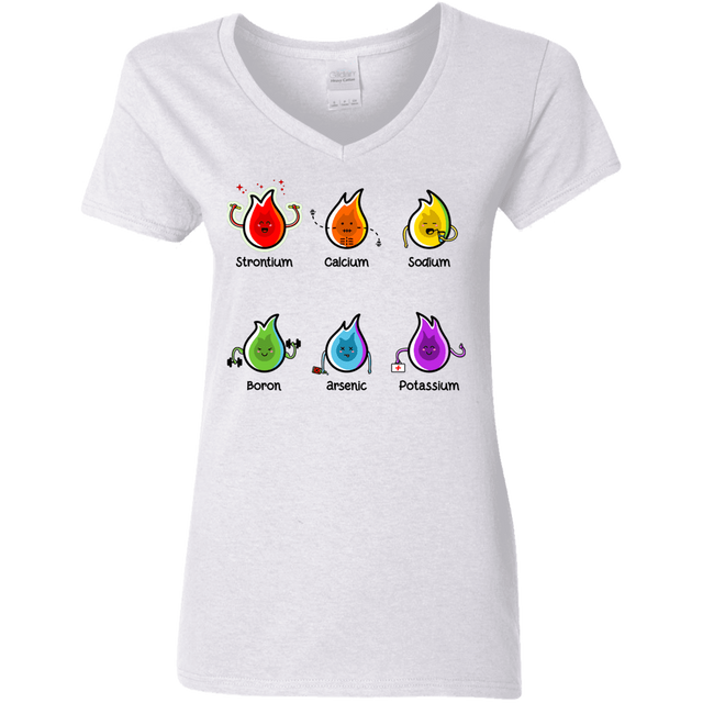 T-Shirts White / S Flaming Elements Science Women's V-Neck T-Shirt