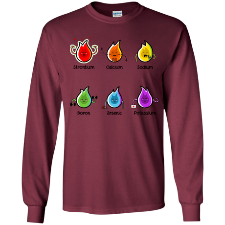 T-Shirts Maroon / YS Flaming Elements Science Youth Long Sleeve T-Shirt