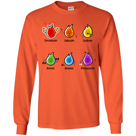 T-Shirts Orange / YS Flaming Elements Science Youth Long Sleeve T-Shirt