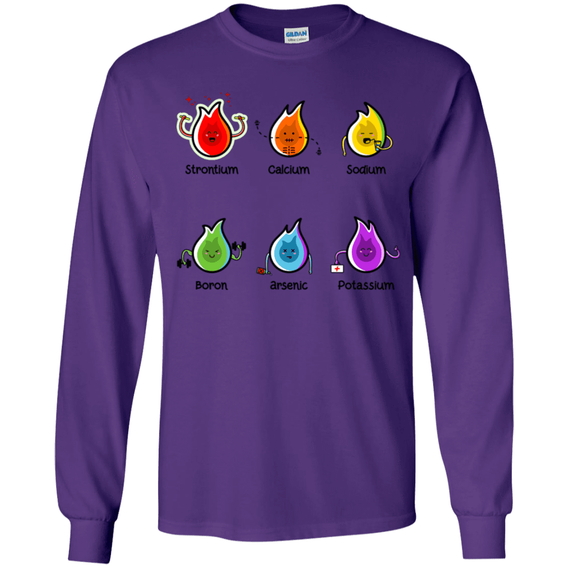 T-Shirts Purple / YS Flaming Elements Science Youth Long Sleeve T-Shirt