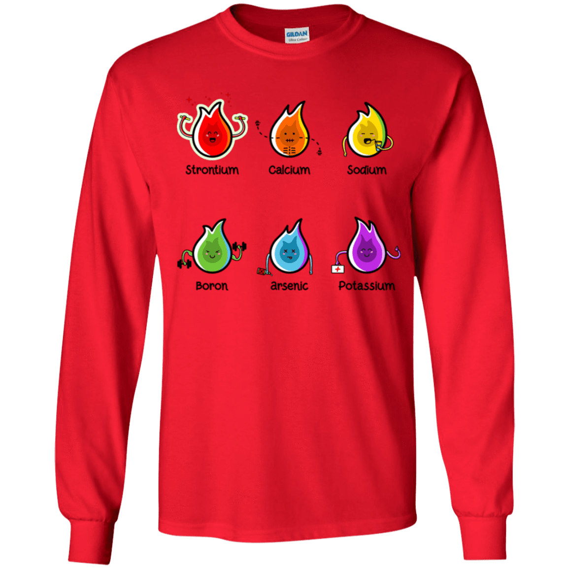 T-Shirts Red / YS Flaming Elements Science Youth Long Sleeve T-Shirt
