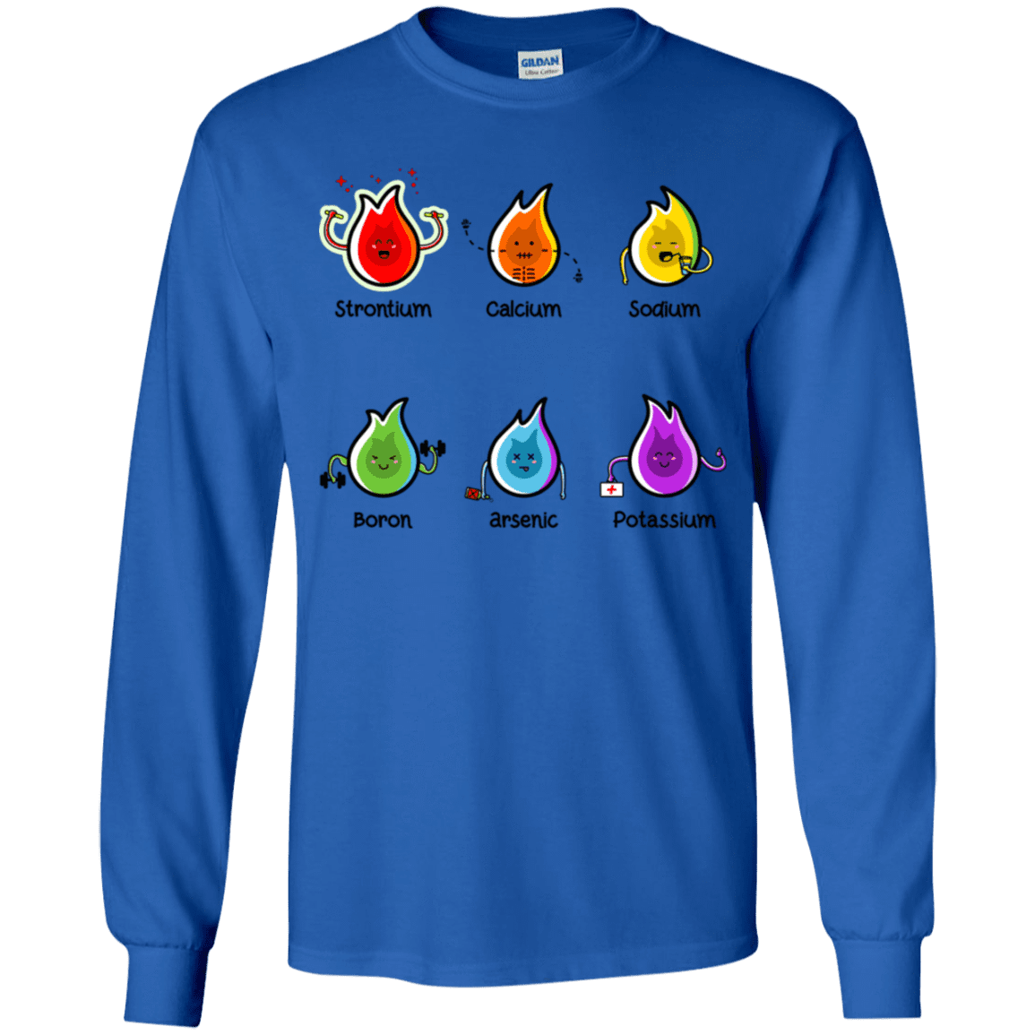 T-Shirts Royal / YS Flaming Elements Science Youth Long Sleeve T-Shirt
