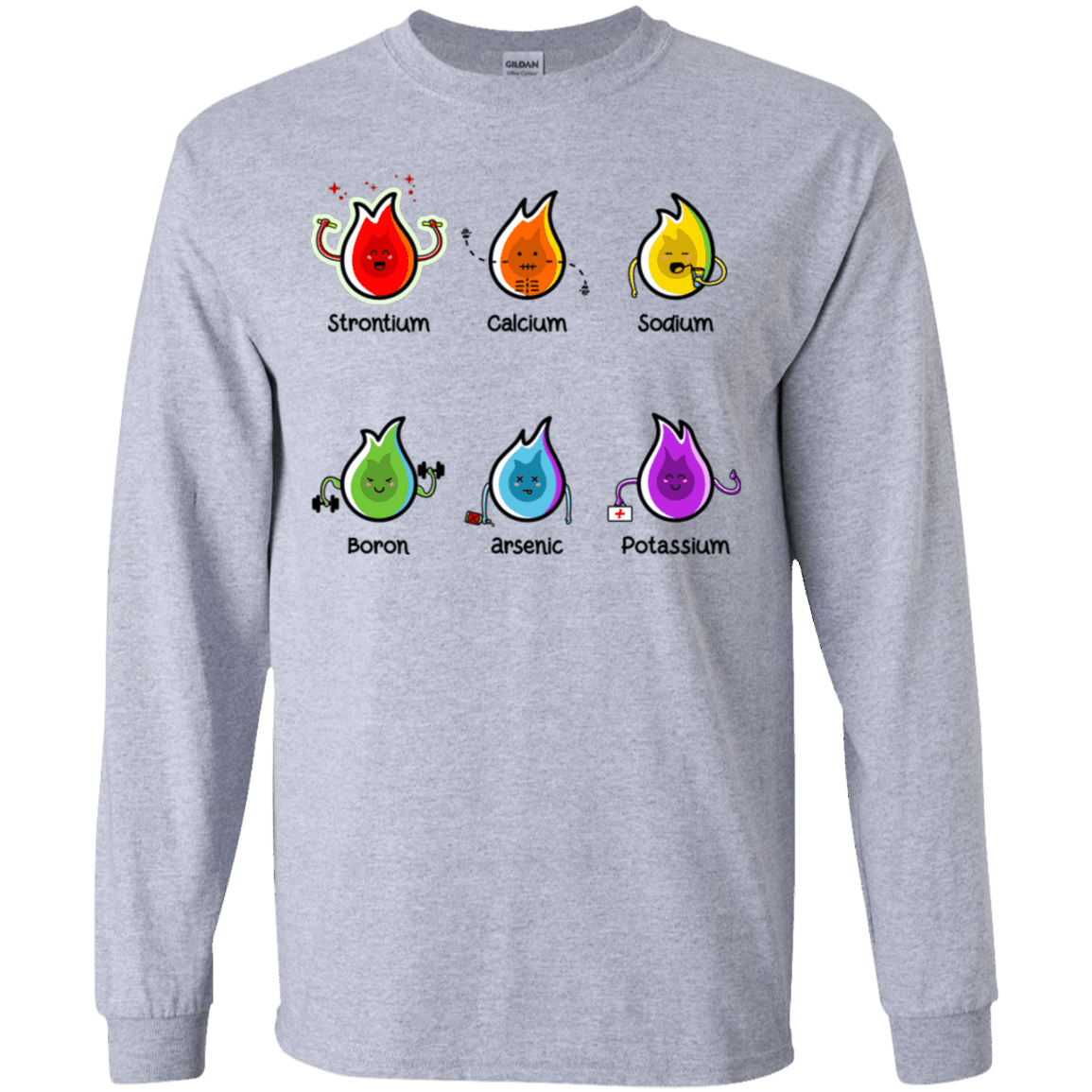 T-Shirts Sport Grey / YS Flaming Elements Science Youth Long Sleeve T-Shirt