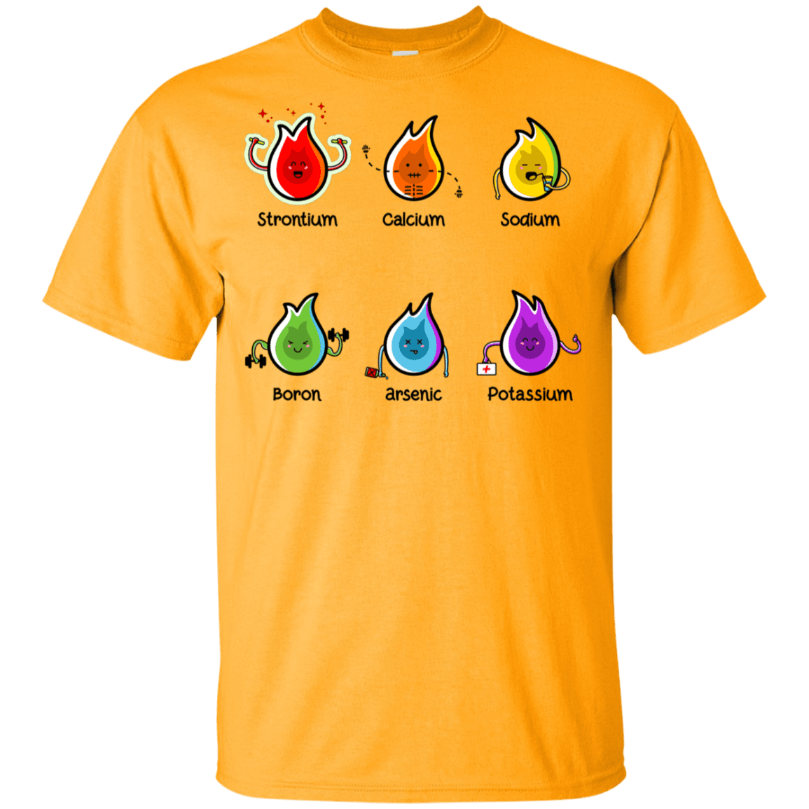 T-Shirts Gold / YXS Flaming Elements Science Youth T-Shirt