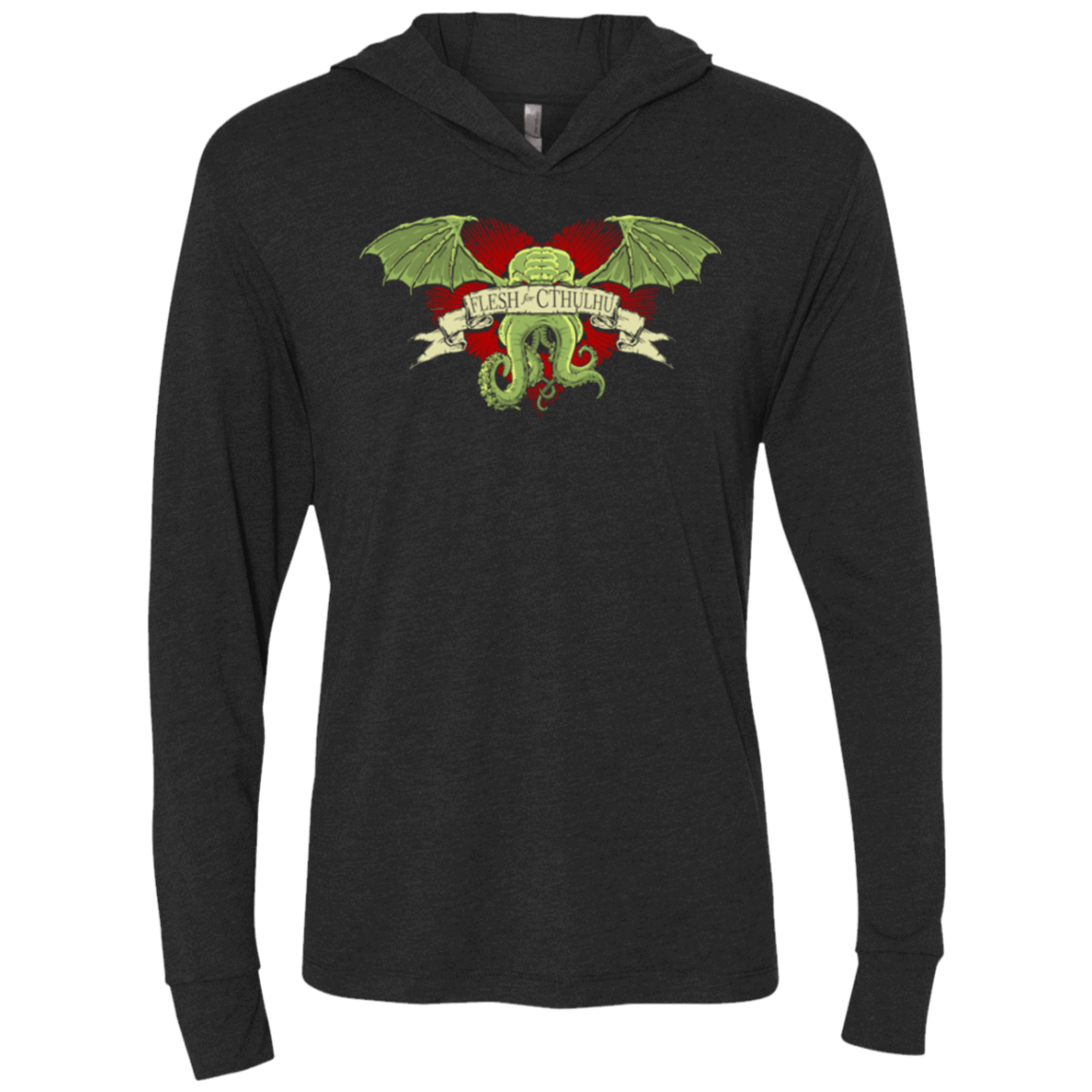 T-Shirts Vintage Black / X-Small Flesh For Cthulhu Triblend Long Sleeve Hoodie Tee