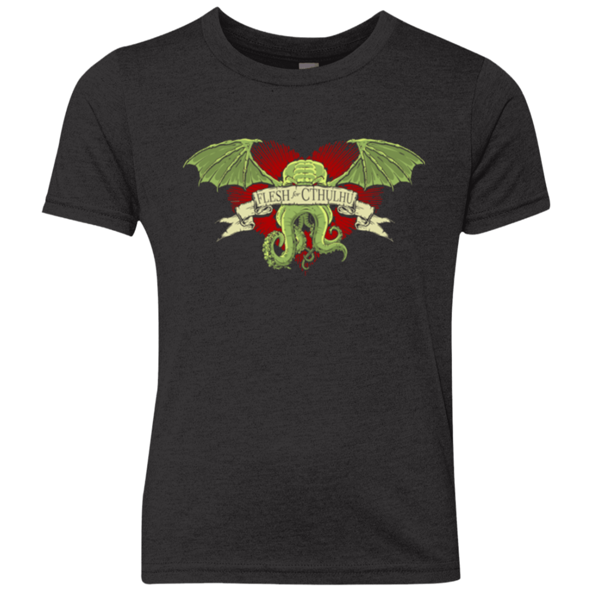 T-Shirts Vintage Black / YXS Flesh For Cthulhu Youth Triblend T-Shirt