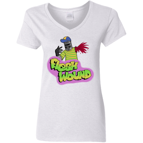 T-Shirts White / S Flesh Wound Women's V-Neck T-Shirt