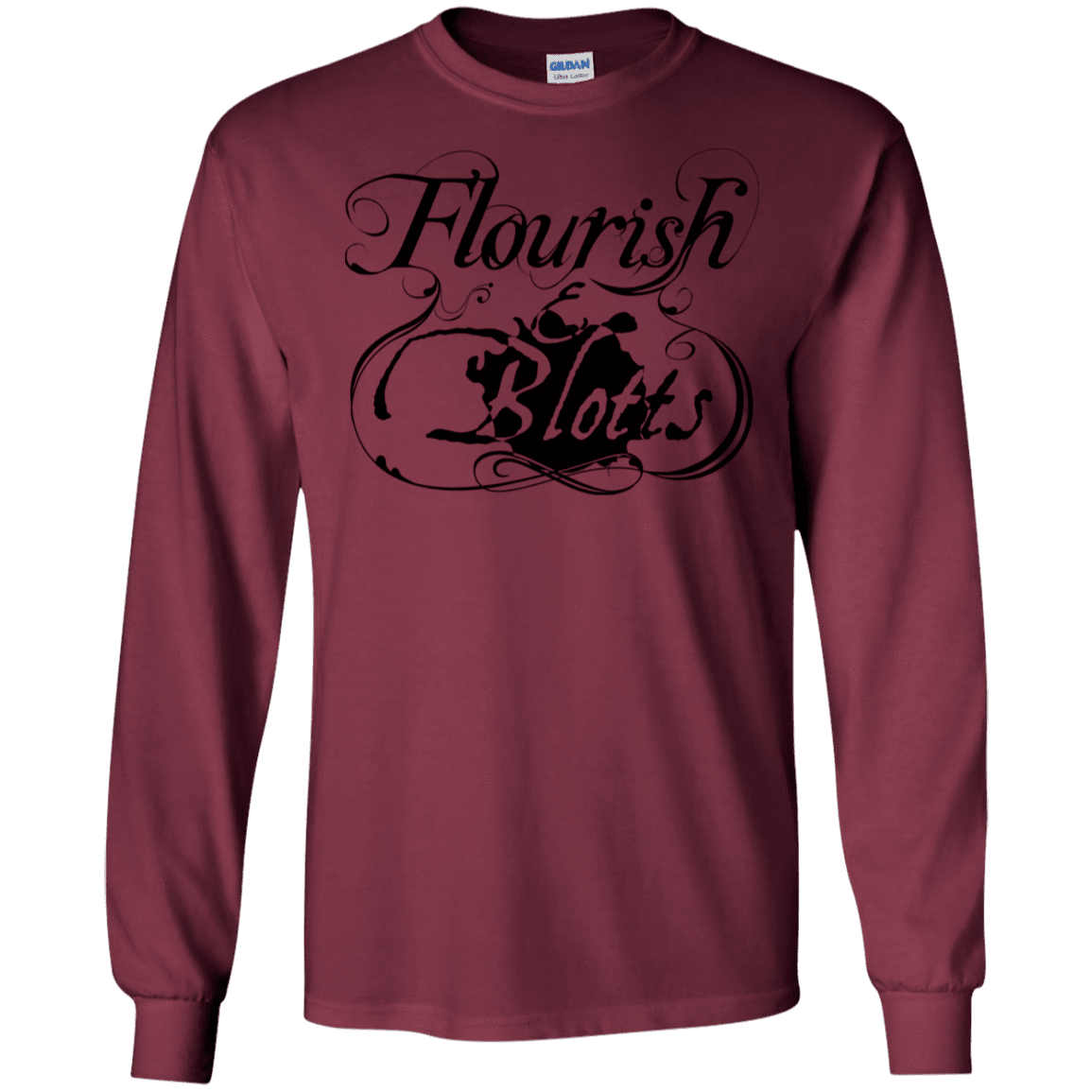 T-Shirts Maroon / S Flourish and Blotts of Diagon Alley Men's Long Sleeve T-Shirt