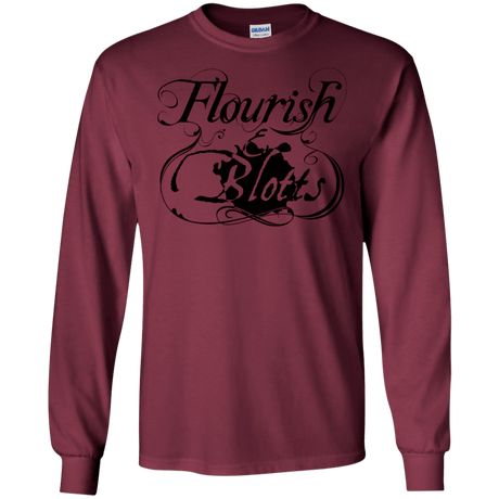 T-Shirts Maroon / S Flourish and Blotts of Diagon Alley Men's Long Sleeve T-Shirt