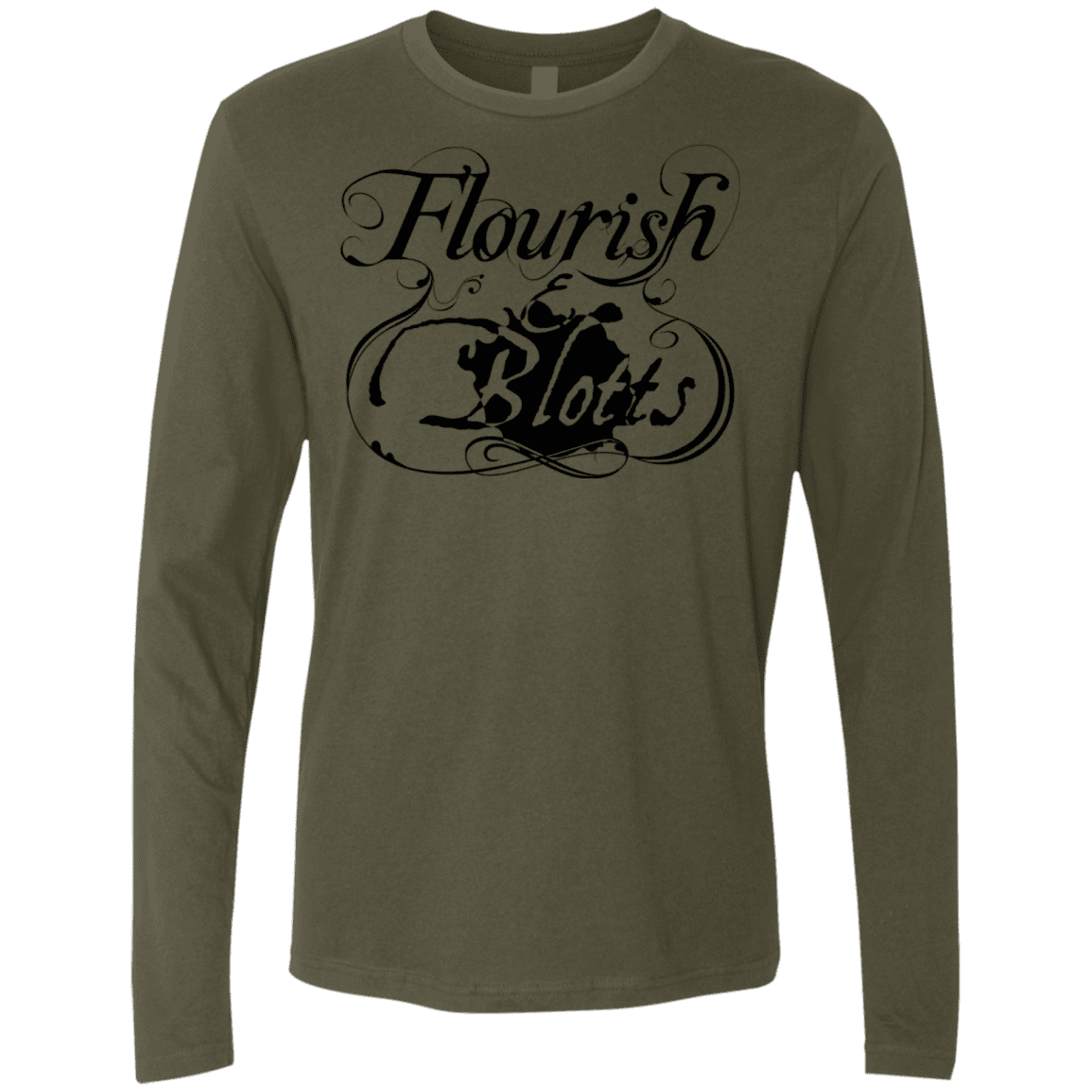 T-Shirts Military Green / S Flourish and Blotts of Diagon Alley Men's Premium Long Sleeve