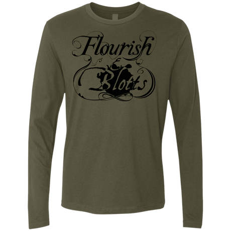 T-Shirts Military Green / S Flourish and Blotts of Diagon Alley Men's Premium Long Sleeve