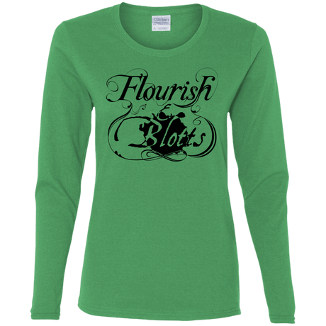 T-Shirts Irish Green / S Flourish and Blotts of Diagon Alley Women's Long Sleeve T-Shirt