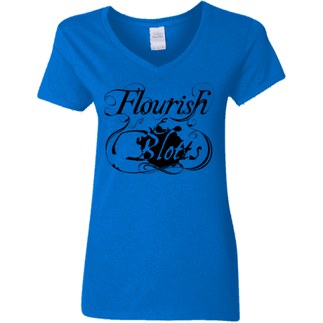 T-Shirts Royal / S Flourish and Blotts of Diagon Alley Women's V-Neck T-Shirt