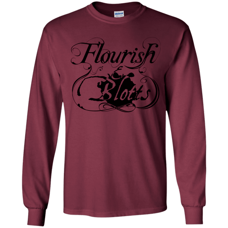 T-Shirts Maroon / YS Flourish and Blotts of Diagon Alley Youth Long Sleeve T-Shirt
